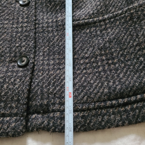 Dalia Collection Brown Houndstooth Wool Blend Double Breaster Blazer Coat - Picture 12 of 15